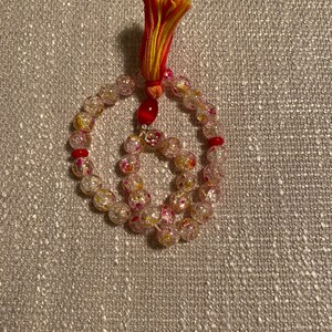 10MM Clear with Pink Color Crackled Round beads - Relaxing Beads - Prayer Beads - Tasbih - Rosary