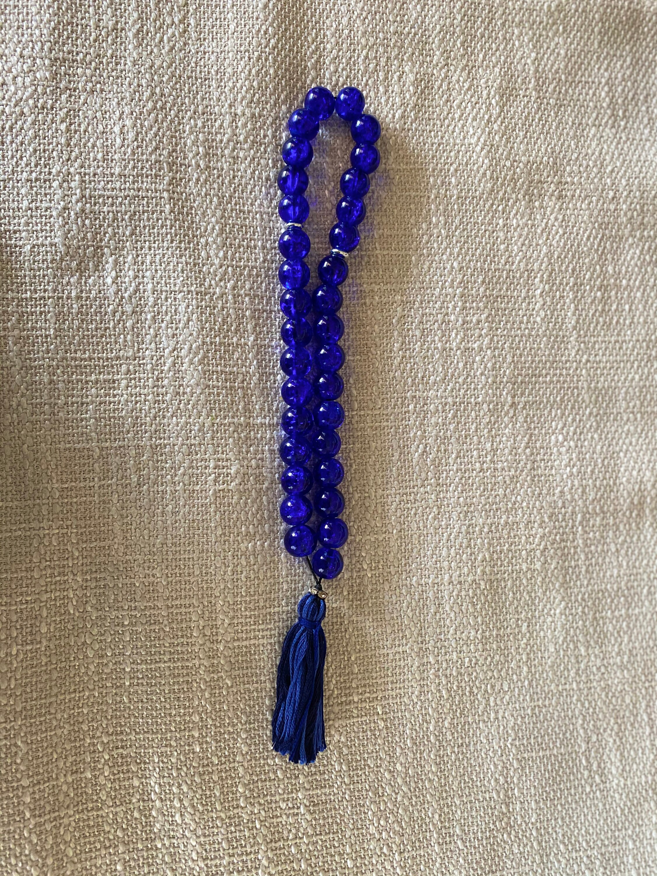 14MM Deep Blue Glass Round Beads Relaxing Beads Prayer Etsy