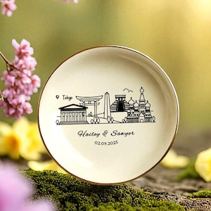 Landscape Ring Dish City Ring Dish Custom City Skyline Dish City Attractions Trinket Ring  Dish, Couple Gift, Personalized City Jewelry Ring