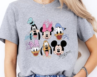 Mickey and Friends Signatures Shirt, Magical Sweatshirt, Disney Characters T-Shirt, Disney Mouse Head Tee, Mickey and Co Gift, Disney Shirt