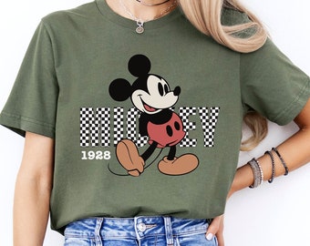 Checkered Mickey T-Shirt, Disney Mickey Mouse 1928 Shirt, Disneyworld Matching Tee, Retro Disney Family Trip Sweatshirt, Disney Mickey Gift