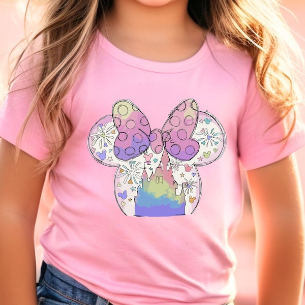 Minnie Watercolor Castle Shirt, Disney Magical Castle T-shirt, Magic Kingdom Sweatshirt, Disneyland Women Gift, Disneyworld Matching Tee
