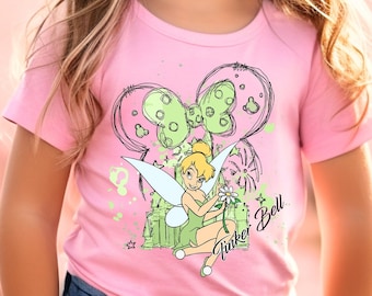 Tinkerbell Princess Minnie Head Shirt, Watercolor Princess Sweatshirt, Tinkerbell T-Shirt, Princess Matching Tee, Disney Tinkerbell Gifts