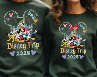 Disney Trip 2025 Shirts, Disney 2025 Vacation T-Shirt, Disney Couple Matching Sweatshirt, Custom Family Trip Tee, Mickey and Friends Gift