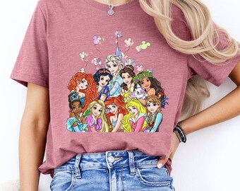 Retro Disney Princess Shirt, Watercolor Princess Sweatshirt, Disney Trip T-Shirt, Disney Princess, Disneyworld Princess Gift, Magical Castle