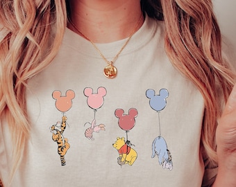 Kubuś Puchatek i przyjaciele Koszulka, Kubuś Puchatek Tee, Pooh Balloons Bluza, Disney Pooh T-Shirt, Słodki Kubuś Puchatek Koszulka, Disneyland Tees