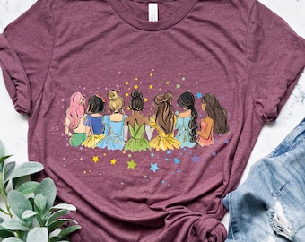 Retro Disney Princess Shirt, Watercolor Princess Sweatshirt, Disney Trip T-Shirt, Disney Princess, Disneyworld Princess Gift, Magical Castle