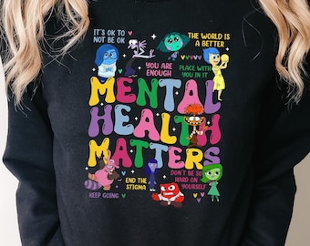Camiseta Mental Health Matters, camiseta Disney Core Memory, camiseta Disney Inside Out Characters, sudadera Disney Emotions, regalo de terapia del habla