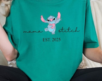 Custom Mama Stitch 2025 Shirt, Disney Mama 2026 Sweatshirt, Personalized New Mom T-Shirt, Mothers Day Gift, Disney Lilo and Stitch Mom Tee