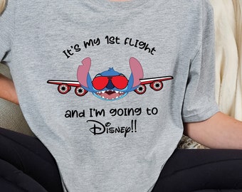 It's My 1st Flight Shirt, I'm Going To Disney Stitch Sweatshirt, Bound Family T-Shirt, Disney Family Trip Gift, Stitch Head First Flight Tee