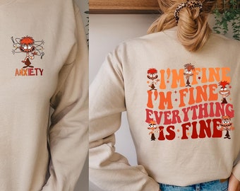 Anxiety Inside Out Shirt, Inside Out Character T-Shirt, Disney Emotions Sweatshirt, I’m Fine Everything is Fine Tee, Inside Out Anxiety Gift