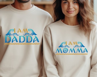 Disney I'm Momma, I'm Dadda Shirt, Princess Moana Mom Sweatshirt, Disney Moana Couple Tee, Gift for Mom Dad, Disney Princess Moana T-Shirt