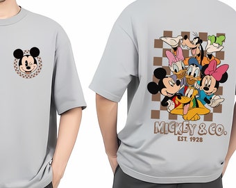 Mickey & Co Est 1928 Shirt, Mickey Friends Sweatshirt, Disney Family Trip TShirt, Disneyworld Matching Gift, Checkered Mickey And Friend Tee
