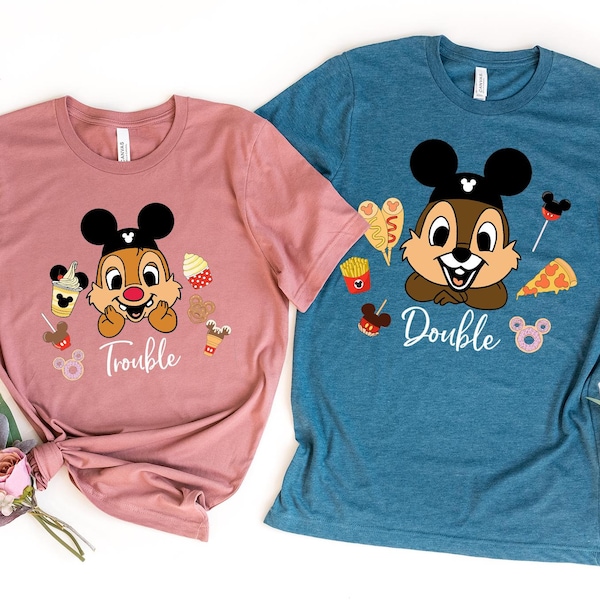 Chip N Dale Snacks Shirt, Double Trouble T-Shirt, Disney Couple Gift, Disney Sibling Tee, Double Trouble Couple Tee, Chip N Dale Sweatshirt