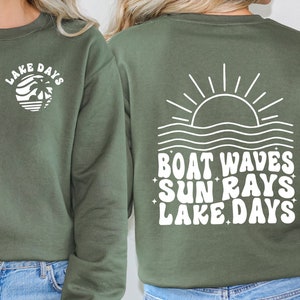 Boat Waves Sun Rays Lake Days Shirt, Lake Days Sweatshirt for Family, Lake Life Tee, Boat Trip T-Shirt, Summer Vacation Tee, Lake Days Gift