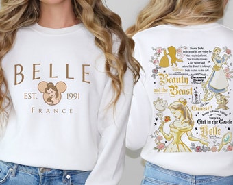 Disney Princess Belle France Est 1991 Shirt, Beauty and the Beast Sweatshirt, Belle Disneyworld TShirt, Disneyland Matching Tee, Disney Gift