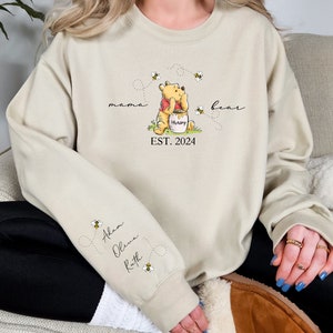 Custom Mama Bear Sweatshirt, Mama Est with Kid Name on Sleeve Sweatshirt, Personalized Mom Hoodie, Mothers Day Sweatshirt, New Mom Shirt