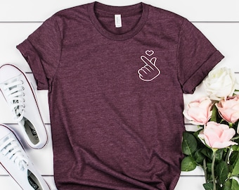 Korean Finger Heart Shirt -Saranghae Finger Heart-I love You Finger Heart- Saranghae Korean-Kpop Finger Heart- Kpop Shirt, K-Pop Shirt