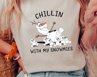 Chillin With My Snowmies Portrait Shirt, Funny Frozen Olaf Tee, WDW Magic Kingdom T-Shirt, Disneyland Family Sweatshirt, Disney Frozen Gift