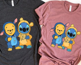Stitch en Winnie de Poeh shirt, beste vrienden sweatshirt, grappige beer tee, schattige beste vrienden T-shirt, cartoon minnaar cadeau, Disney vriend tee