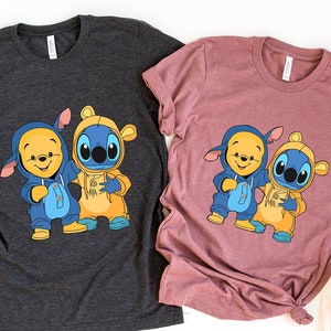Stich und Winnie The Pooh Shirt, Best Friends Sweatshirt, lustiges Bär T-Shirt, Süßes Best Friends T-Shirt, Cartoon-Liebhaber Geschenk, Disney Freund T-Shirt