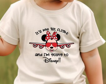 Es mi primera camisa de vuelo, voy a la sudadera de Minnie de Disney, camiseta de la familia Bound, regalo de viaje familiar de Disney, camiseta del primer vuelo de Mickey Head