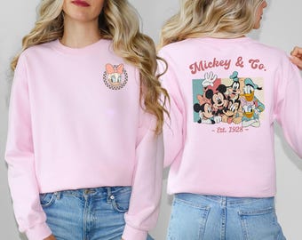 Mickey & Co Est 1928 Shirt, Mickey Friends Sweatshirt, Disney Family Trip TShirt, Disneyworld Matching Gift, Checkered Mickey And Friend Tee