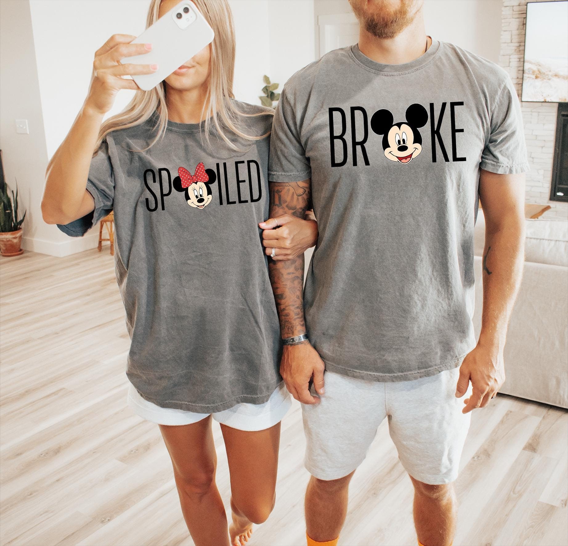 Broke and Spoiled Shirt, Disney Couple Sweatshirt, Mickey and Minnie T-Shirt, Anniversary Tee, Disney Trip Gift, Family Shirt, Holiday Shirt