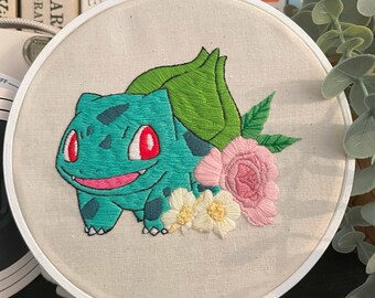 Bulbasaur - Pokemon Embroidery Hoop