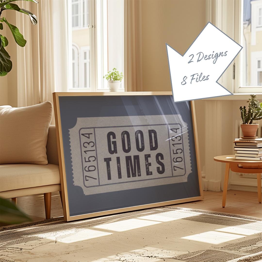Retro Good Time Vintage Good Times Ticket Print Retro Aesthetic Wall Art Blue Home ...