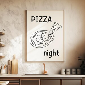 Pizza Night Poster Retro Kitchen Decor Food Art Print Digital Download Pizza Lover Gift Wall Art Print