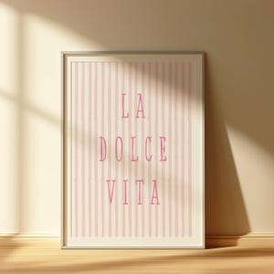 Pink La Dolce Vita Wall Art Coastal Beach Decor Print Italian Summer Aesthetic Retro Kitchen Poster Cute Apartment Dorm Room Decor