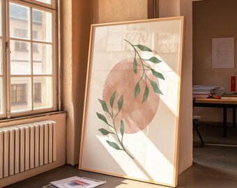 Abstract Leaf Print Modern Printable Art Botanical Wall Decor Digital Download Minimalist Home Aesthetic