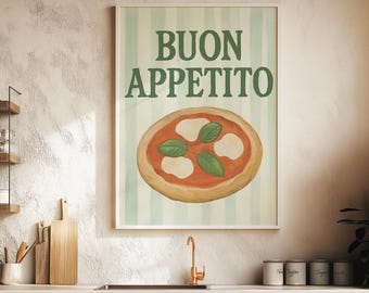 Buon Appetito Print Italian Kitchen Wall Art Dining Room Decor Modern Printable Art Food Quote Poster