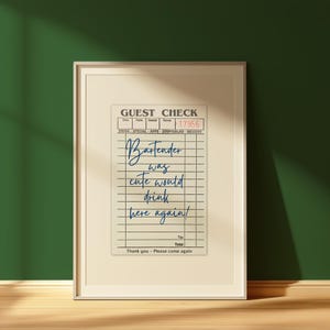 Barman był słodki, napiłbym się tu ponownie Modny gość Sprawdź sztukę ścienną Retro wystrój kuchni Bar Cart Print Wydrukuj wystrój domu