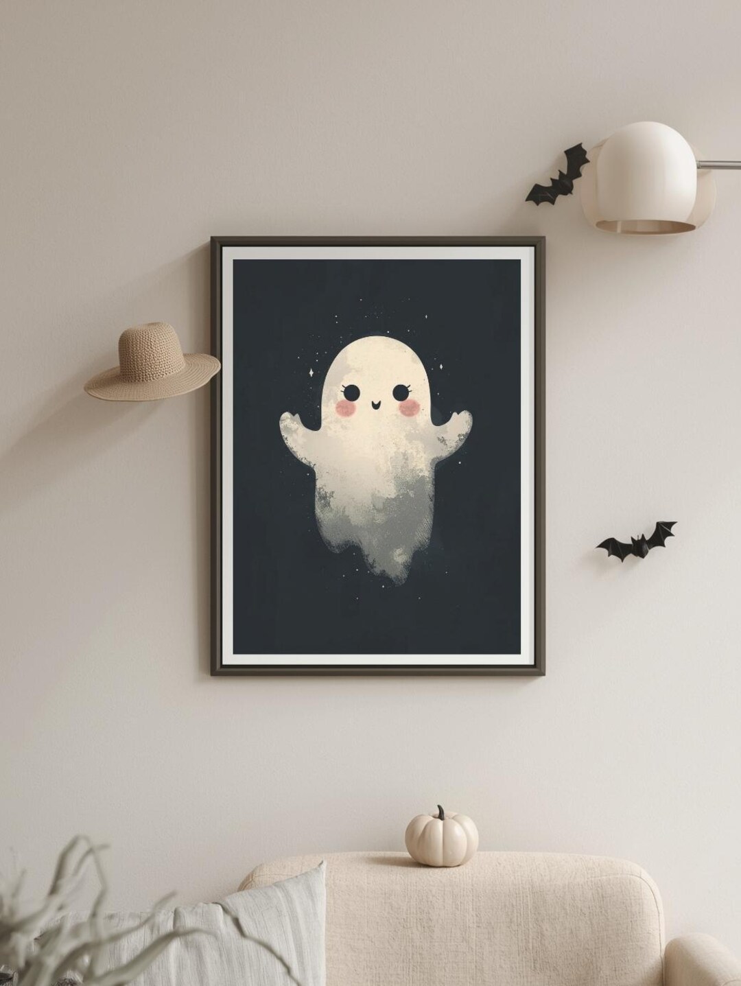 Cute Ghost Print Retro Halloween Decor Spooky Wall Art Printable Autumn ...