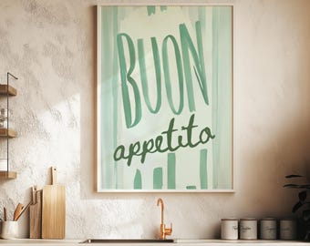 Buon Appetito Print Italian Kitchen Art Dining Room Decor Modern Printable Wall Art Food Quote Poster
