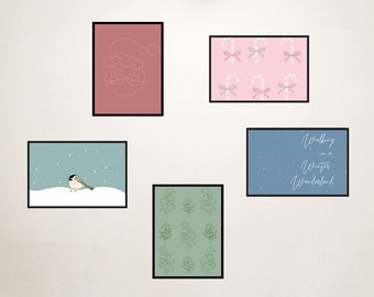 Holiday Collection | Winter Wonderland Set | Set of 5 Christmas Prints | Holiday Decor | Winter Prints | Seasonal Printable Wall Art