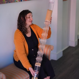 Large Amaranth Rainstick – Gentle Sound – 10 Minute Long Duration Clear Spiral Rain Stick, Meditation, Sound Healing Instrument