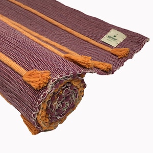 Ayurvedic herbs infused handwoven cotton yoga mat for meditation, Pilates, fitness, prayer| rubber coat grip back |Home Decor|