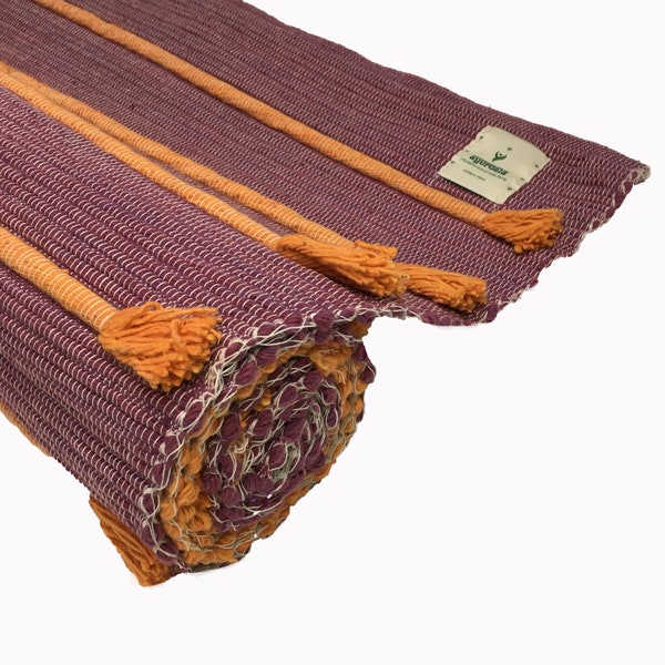 Ayurvedic herbs infused handwoven cotton yoga mat for meditation, Pilates, fitness, prayer| rubber coat grip back |Home Decor|