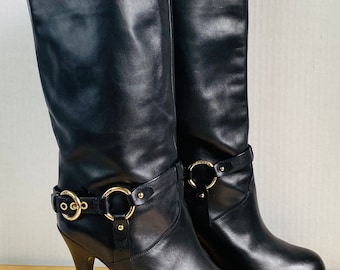 BALLY, Black Leather Boots, 9.5.