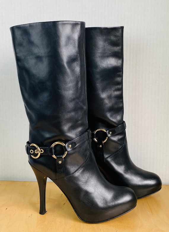 BALLY, Black Leather Boots, 9.5.