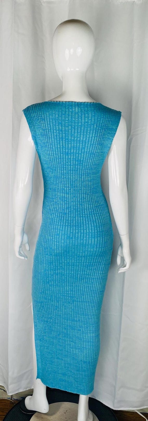 Anna Quan Blue Ribbed Cotton Maxi Dress, 12.