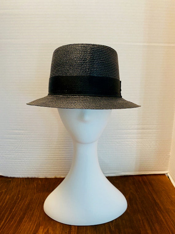 Vintage Dobbs Hat Black Hat w/Box, Sz; 57.