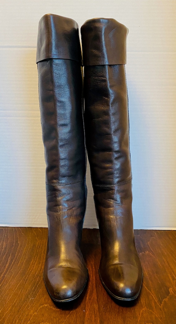 COSTUME NATIONAL, Brown Leather Riding Boots, 10. - Etsy