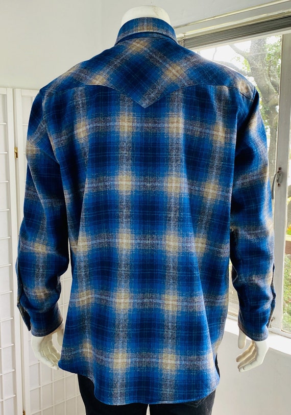 Pendleton Mens Western Blue Shadow Plaid Shirt, L. - Etsy