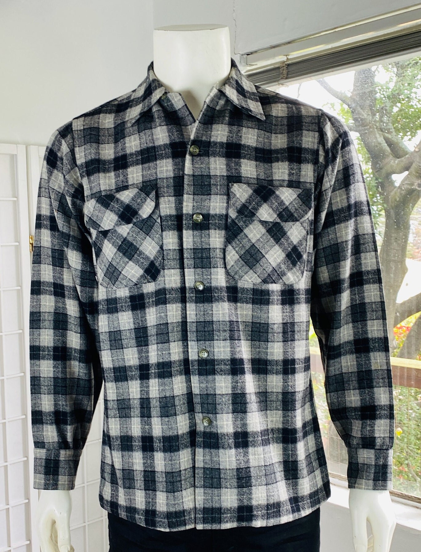 トップス 00s Pendleton Shadow Plaid Board Shirt L Vintage Pendleton Mens Gray Shadow Plaid Board Shirt, S. - Etsy