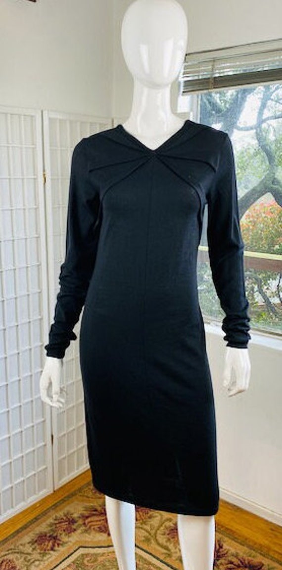 Vintage Balenciaga, Paris, black wool darted dres… - image 7