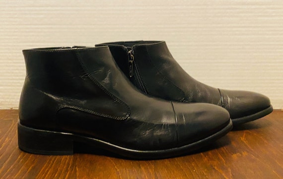 Carlo Pazolini Men's Side Zip Leather Black Boots 42 / 9. - Etsy